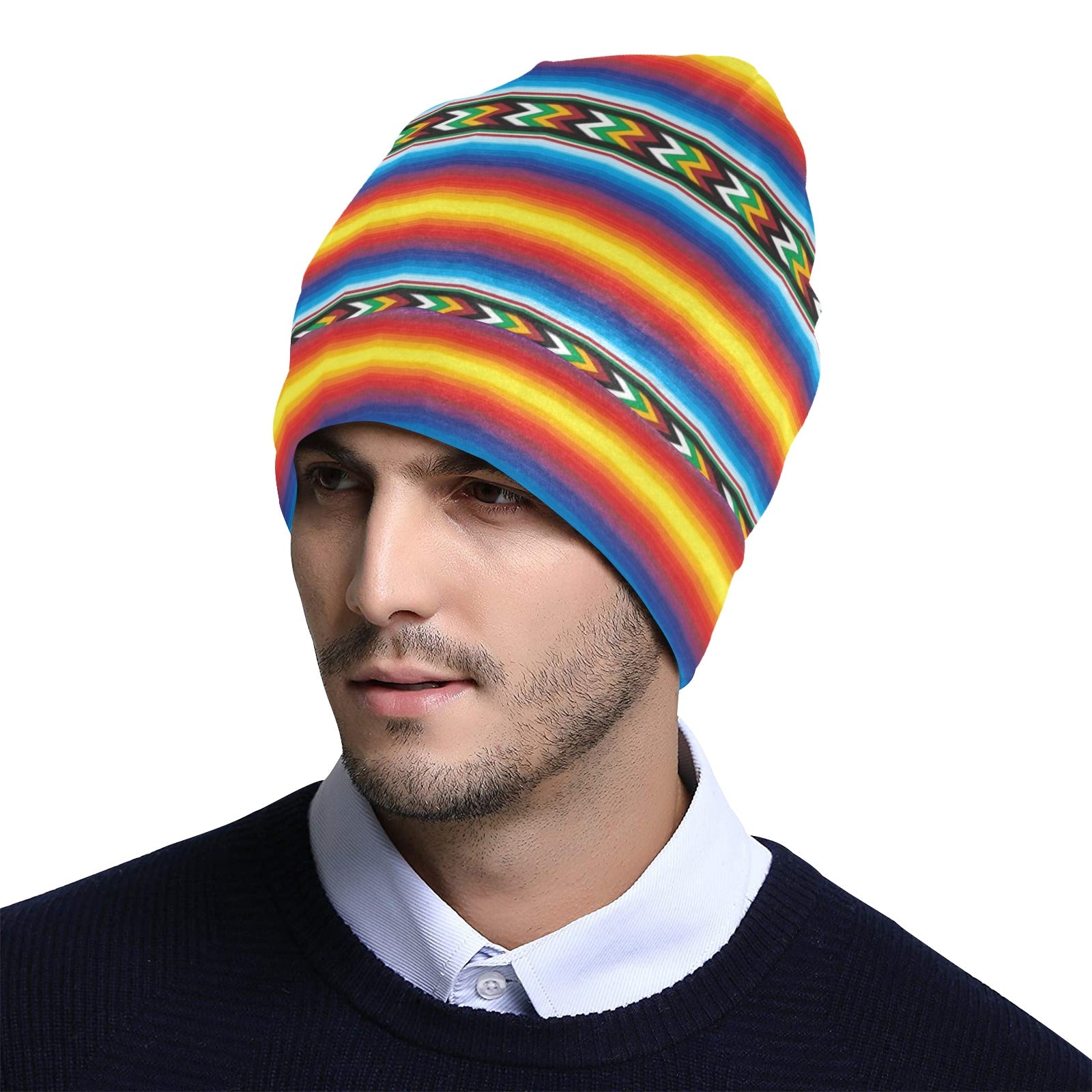 Mexican Blanket ZigZag Print Pattern Unisex Beanie