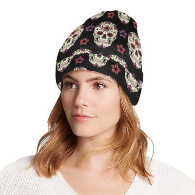 Sugar Skull Print Design LKS304 Unisex Beanie