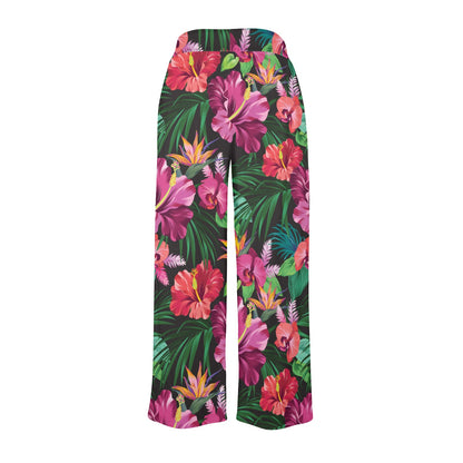 Hibiscus Hawaiian Design Print Pattern Women's Wide Leg Lounge Pants
