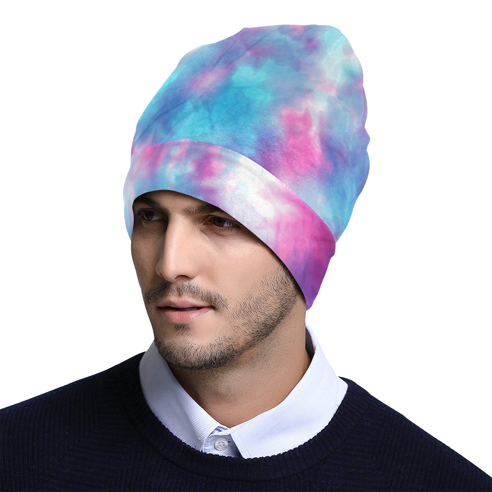 Tie Dye Blue Pink Unisex Beanie