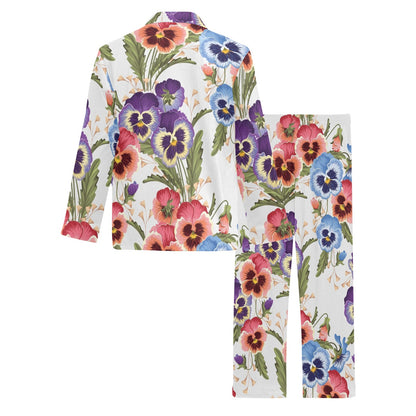 Pansy Pattern Print Design PS06 Men's Long Sleeve Pajama Set