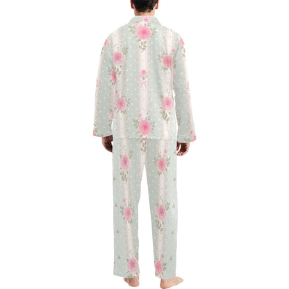 Rose Pattern Print Design RO016 Men's Long Sleeve Pajama Set