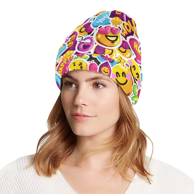 Emoji Sticker Print Pattern Unisex Beanie