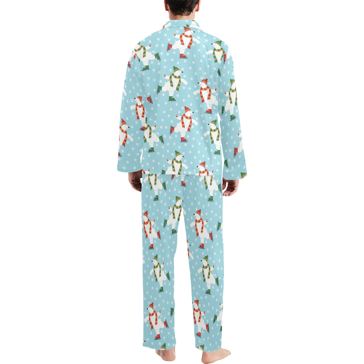 Polar Bear Pattern Print Design PB07 Men's Long Sleeve Pajama Set