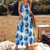 Tie Dye Blue Print Design LKS305 Long Maxi Dress