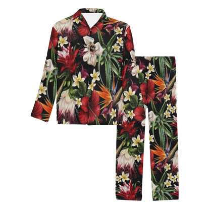 Summer Floral Pattern Print Design SF03 Men's Long Sleeve Pajama Set