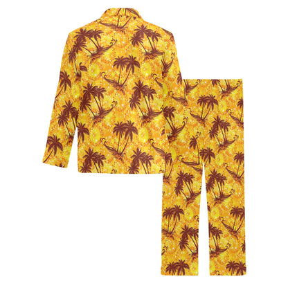 Palm Tree Pattern Print Design PT012 Men's Long Sleeve Pajama Set