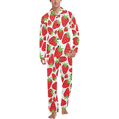 Strawberry Pattern Print Design SB01 Men's Long Sleeve Pajama Set