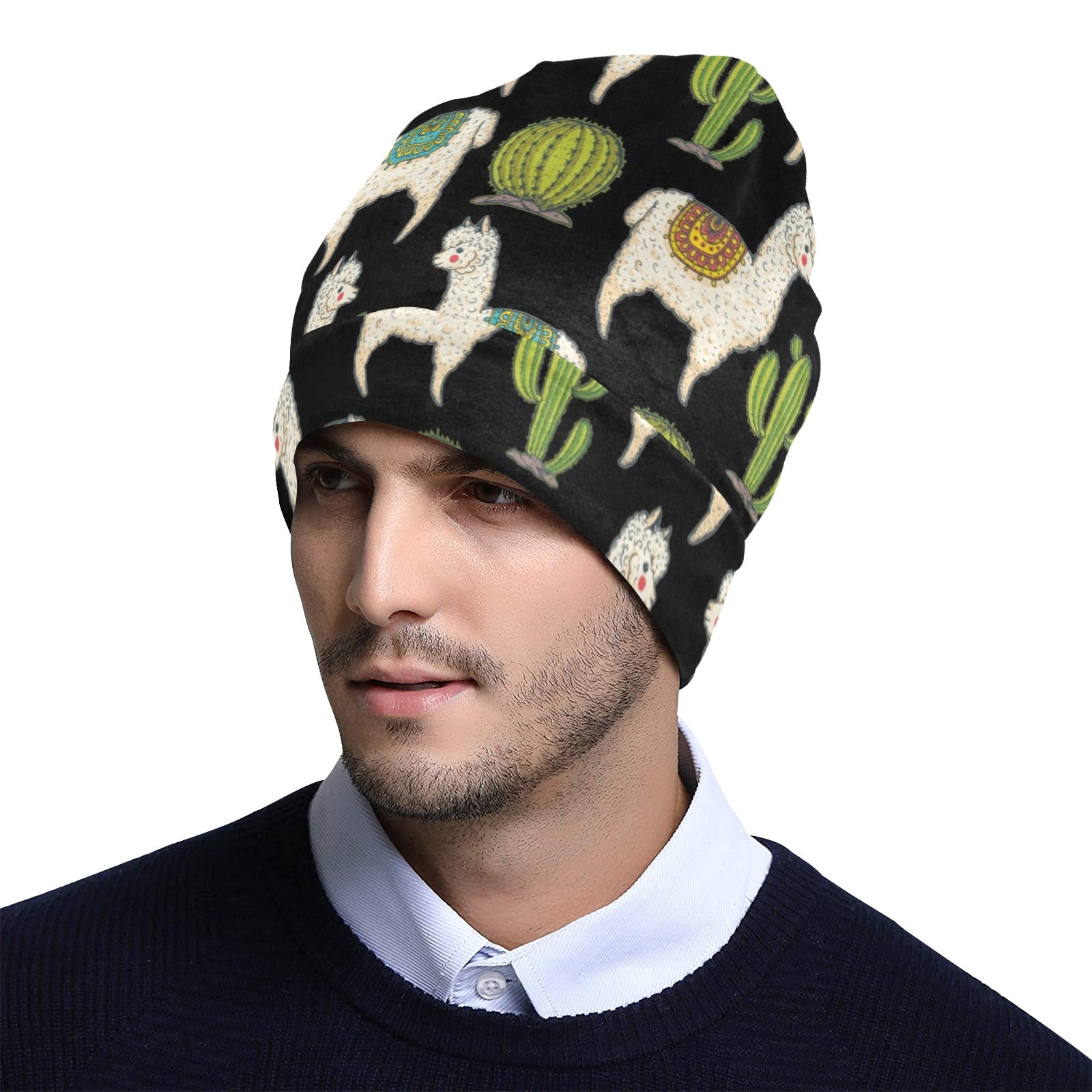 Alpaca Cactus Pattern Print Design 07 Unisex Beanie