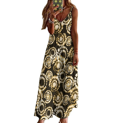 Tie Dye Print Design LKS307 Long Maxi Dress