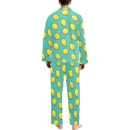 Lemon Pattern Print Design LM04 Men's Long Sleeve Pajama Set