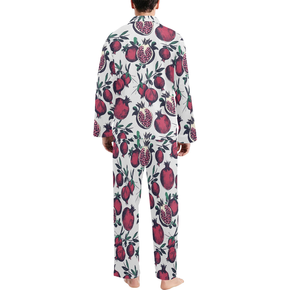 Pomegranate Pattern Print Design PG01 Men's Long Sleeve Pajama Set