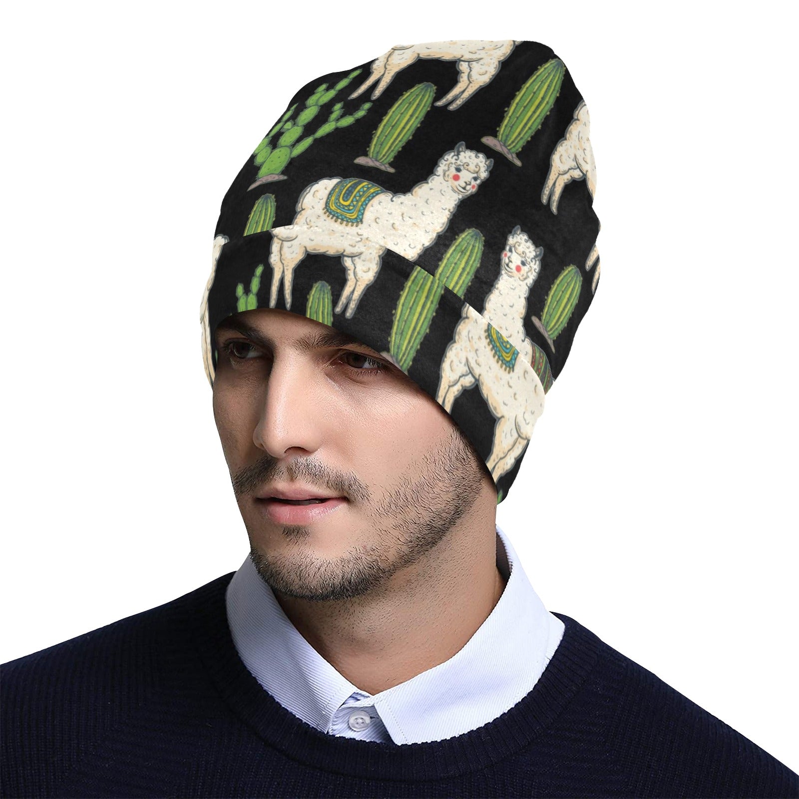 Llama Cactus Pattern Print Design 011 Unisex Beanie