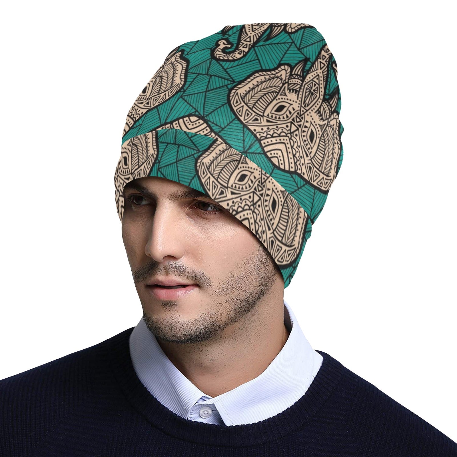 Boho Head Elephant Unisex Beanie