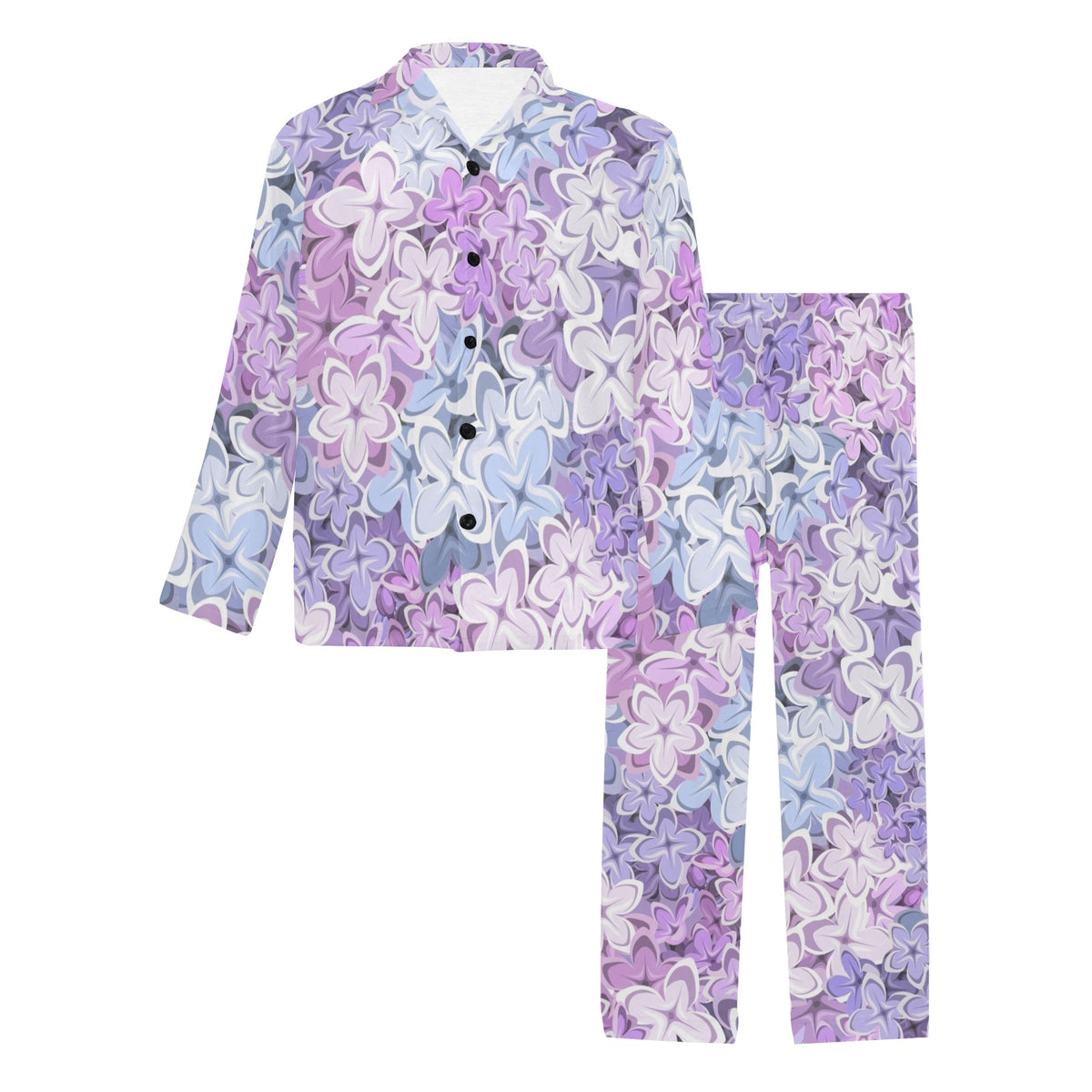 Lilac Pattern Print Design LI01 Men's Long Sleeve Pajama Set