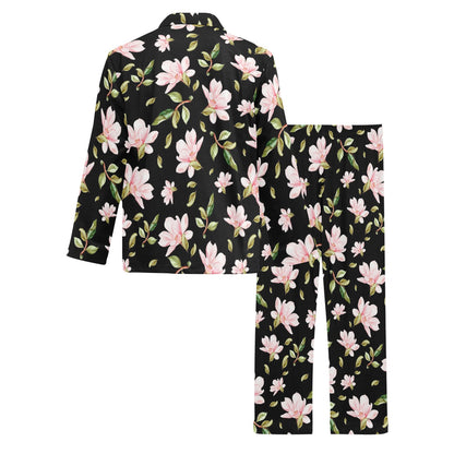 Magnolia Pattern Print Design MAG01 Men's Long Sleeve Pajama Set