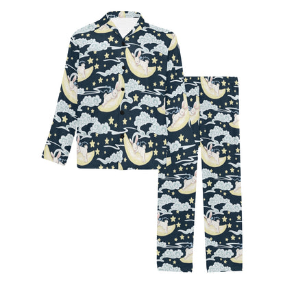 Rabbit Sleeping Pattern Print Design RB08 Men's Long Sleeve Pajama Set