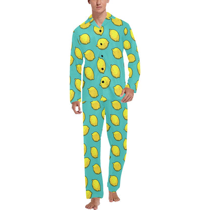Lemon Pattern Print Design LM04 Men's Long Sleeve Pajama Set