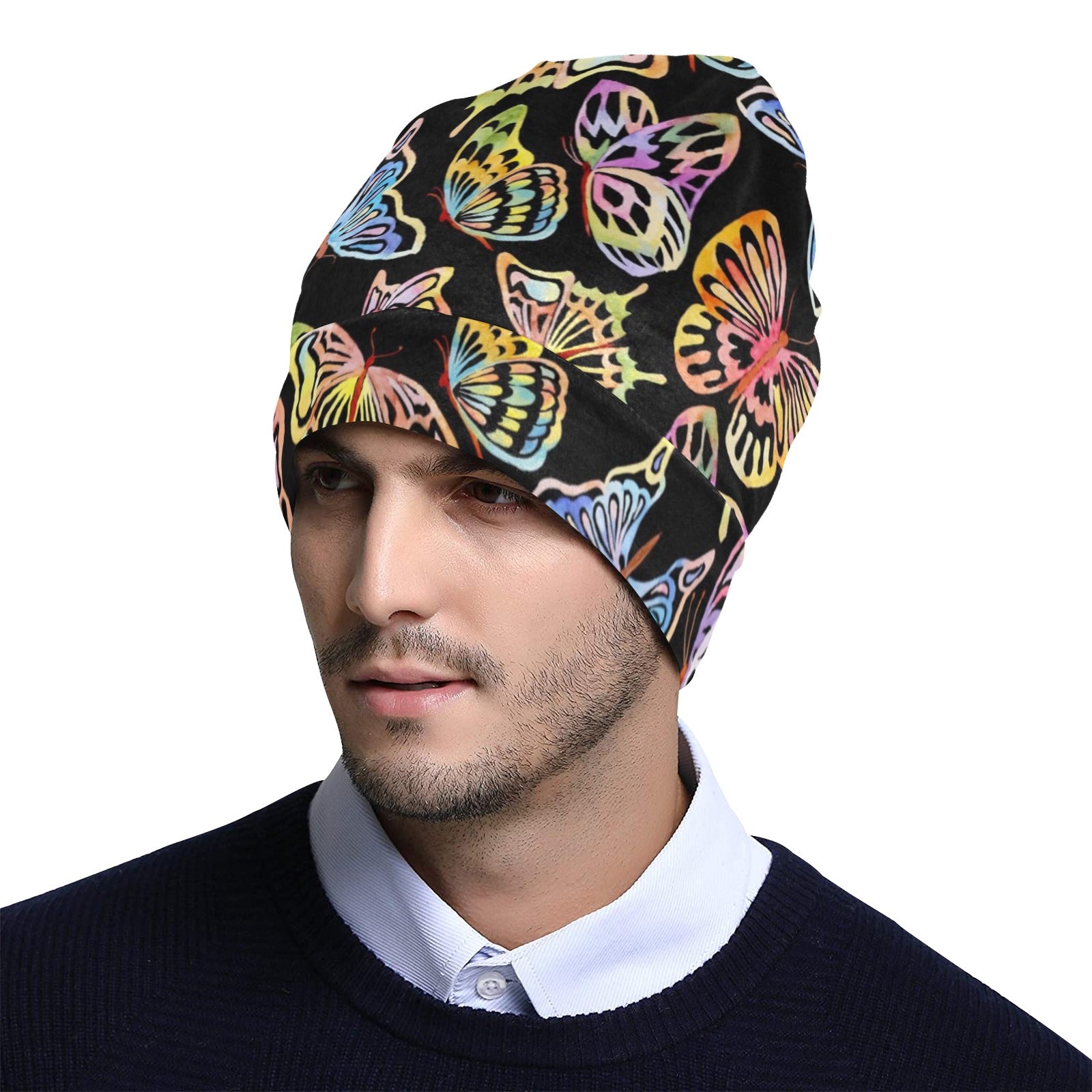 Butterfly Water Color Rainbow Unisex Beanie