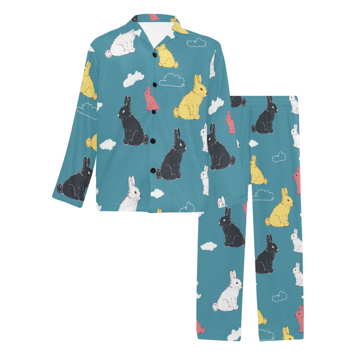 Rabbit Pattern Print Design RB014 Men's Long Sleeve Pajama Set