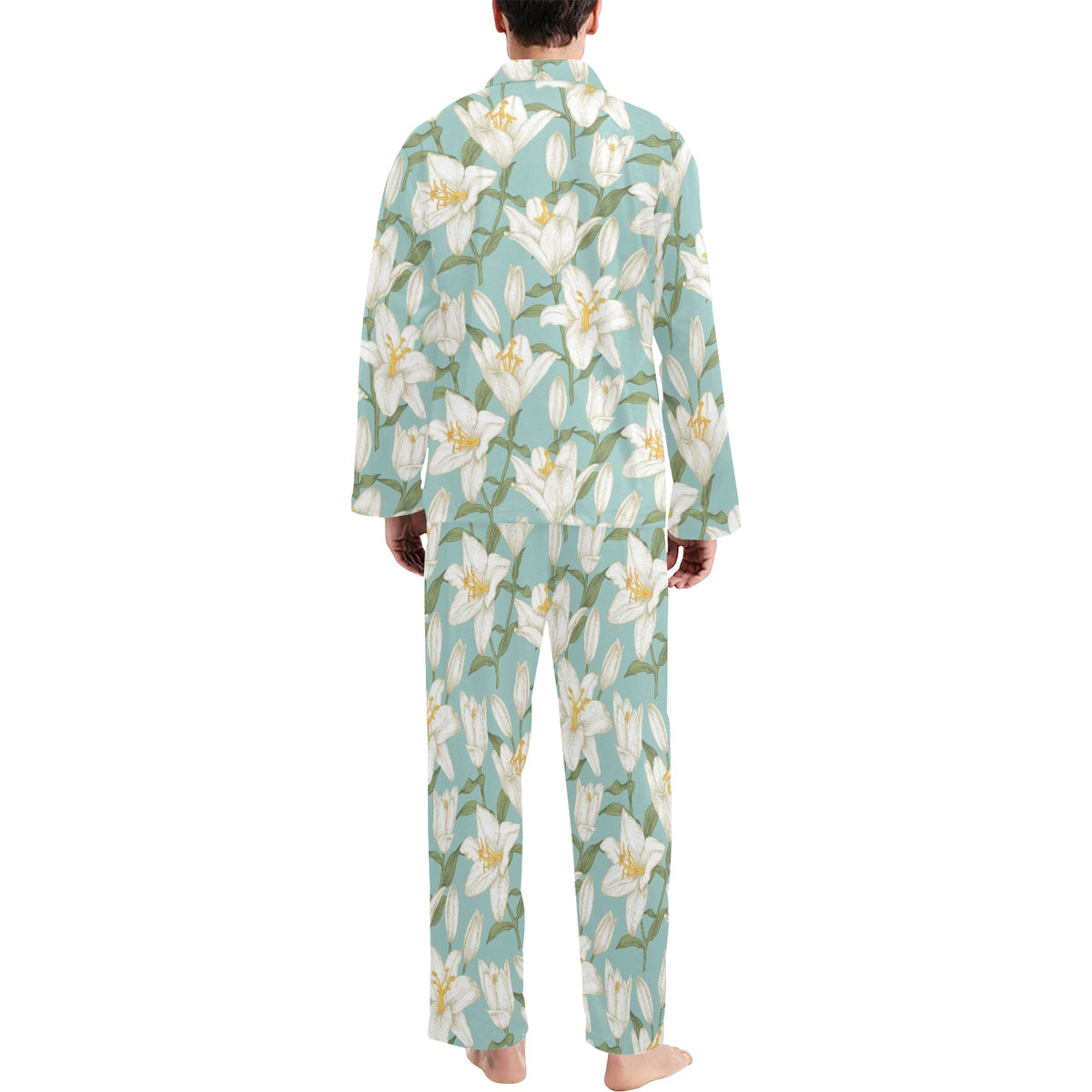 Lily Pattern Print Design LY09 Men's Long Sleeve Pajama Set