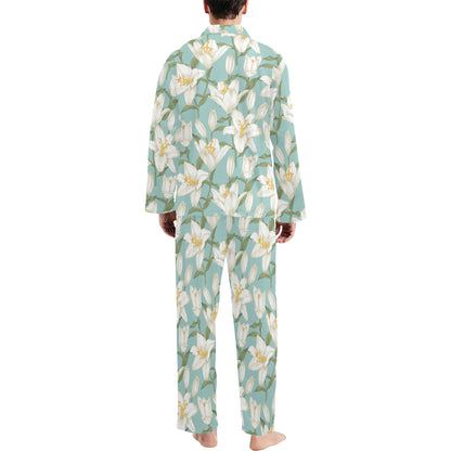 Lily Pattern Print Design LY09 Men's Long Sleeve Pajama Set