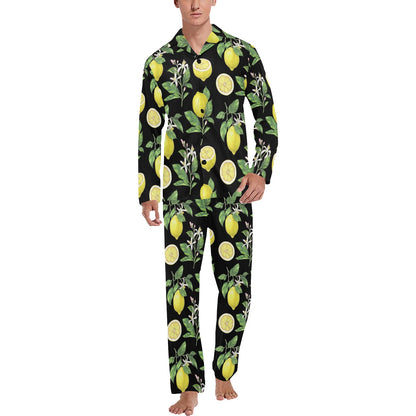 Lemon Pattern Print Design LM02 Men's Long Sleeve Pajama Set