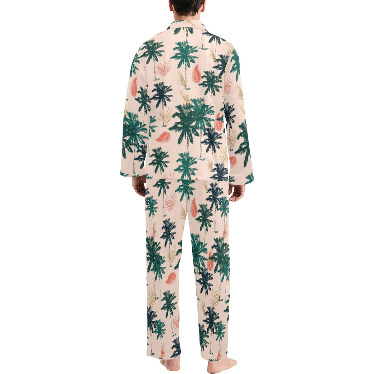 Palm Tree Pattern Print Design PT014 Men's Long Sleeve Pajama Set