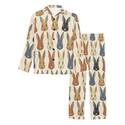 Rabbit Pattern Print Design RB04 Men's Long Sleeve Pajama Set