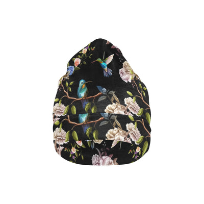 Hummingbird Flower Themed Print Unisex Beanie