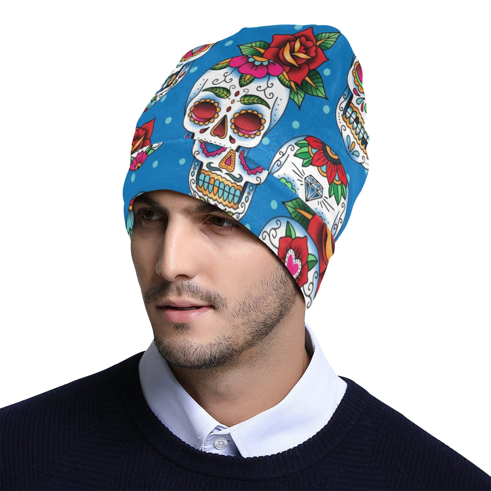 Sugar Skull Rose Pattern Unisex Beanie