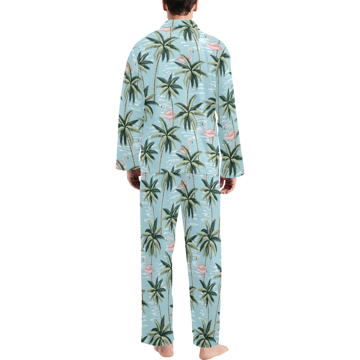 Palm Tree Pattern Print Design PT05 Men's Long Sleeve Pajama Set