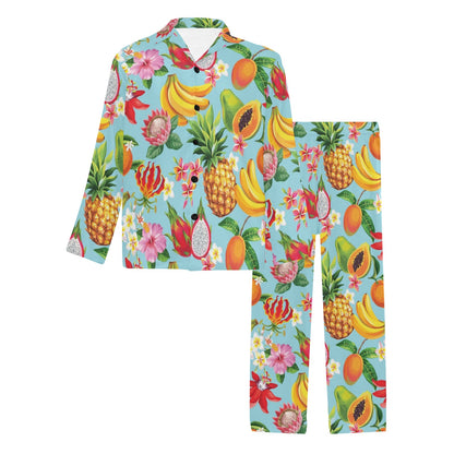 Tropical Fruits Pattern Print Design TF01 Men's Long Sleeve Pajama Set