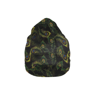 Peacock Feather Pattern Design Print Unisex Beanie