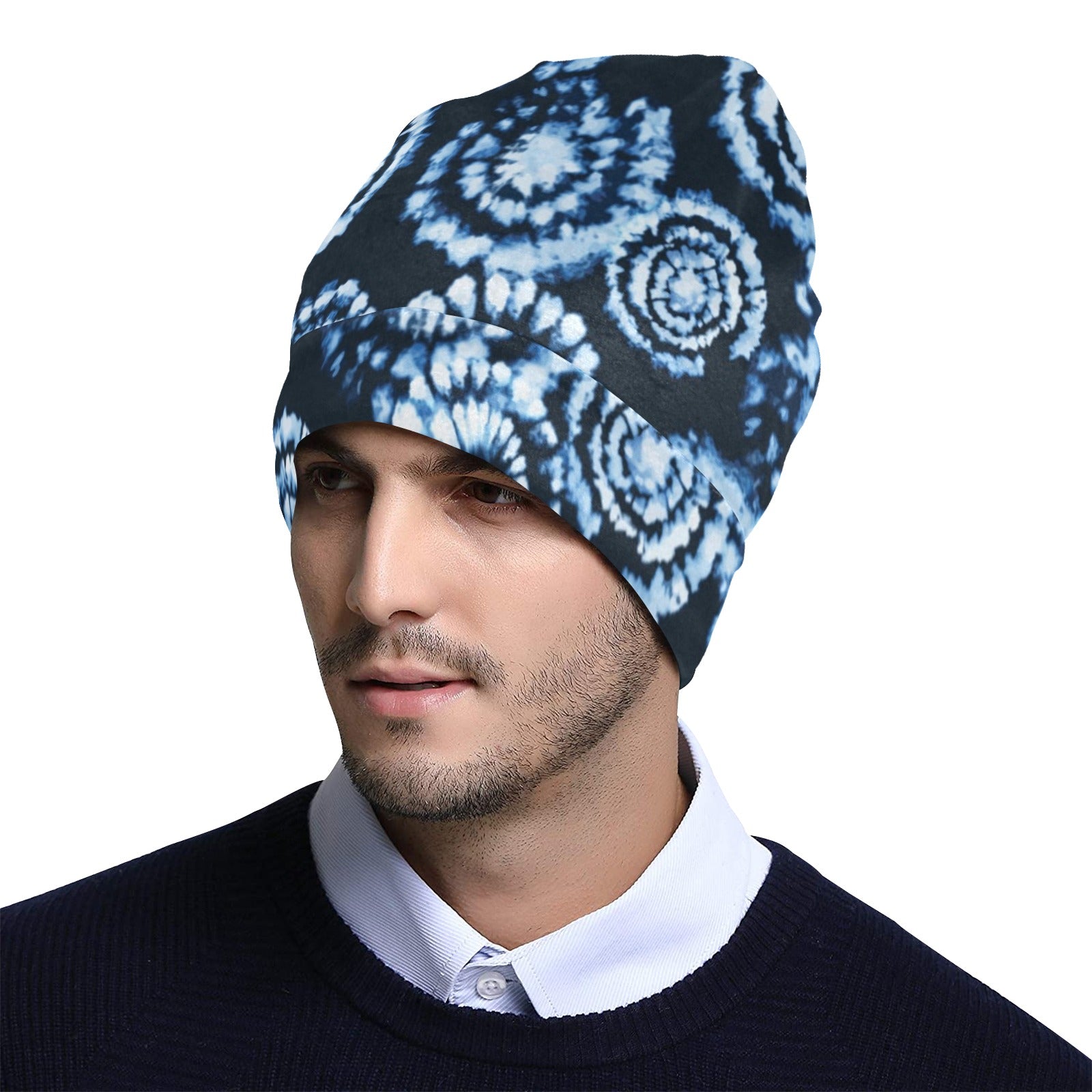 Tie Dye Dark Blue Print Design LKS306 Unisex Beanie