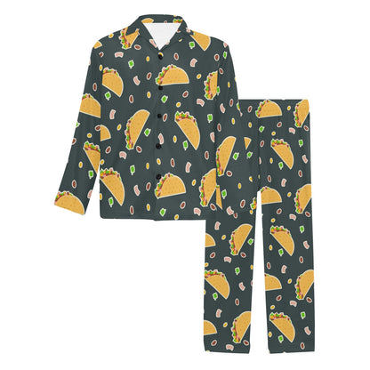 Taco Pattern Print Design TC02 Men's Long Sleeve Pajama Set