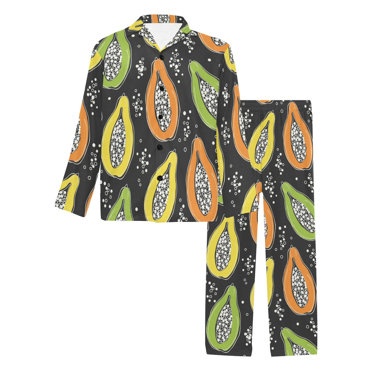 Papaya Pattern Print Design PP05 Men's Long Sleeve Pajama Set