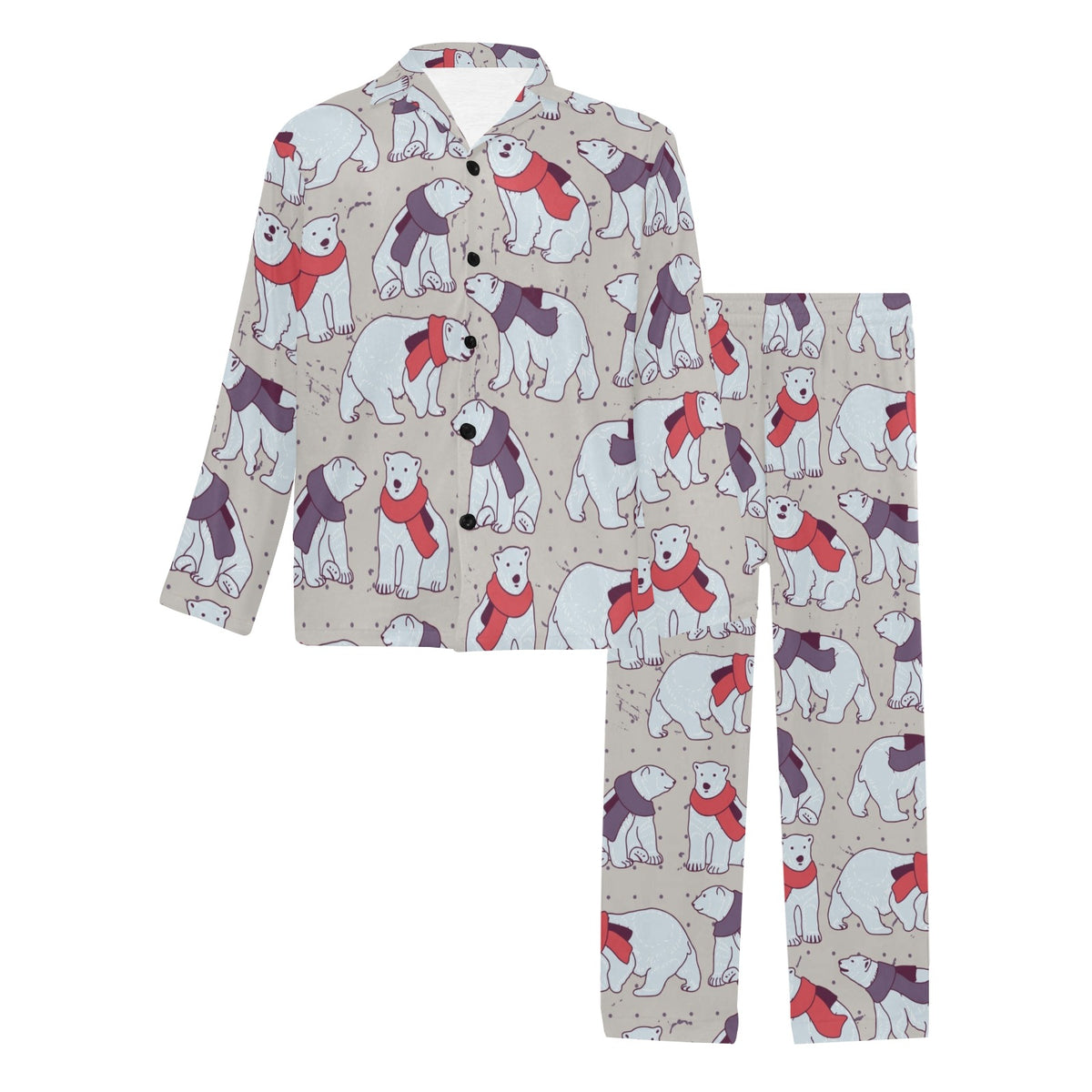 Polar Bear Pattern Print Design PB04 Men's Long Sleeve Pajama Set