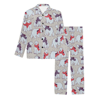 Polar Bear Pattern Print Design PB04 Men's Long Sleeve Pajama Set