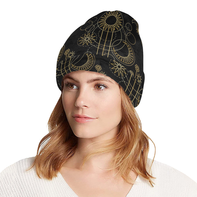 Moon Boho Style Pattern Print Design 01 Unisex Beanie