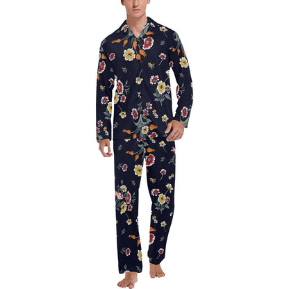Summer Floral Pattern Print Design SF01 Men's Long Sleeve Pajama Set