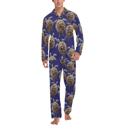 Sea Turtle Pattern Print Design T05 Men's Long Sleeve Pajama Set