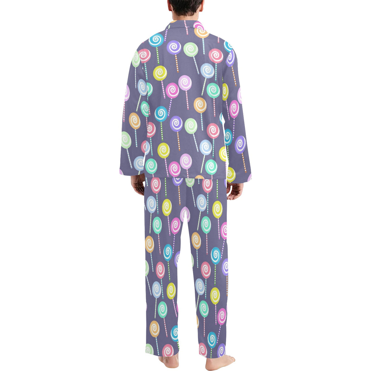 Lollipop Pattern Print Design LL03 Men's Long Sleeve Pajama Set
