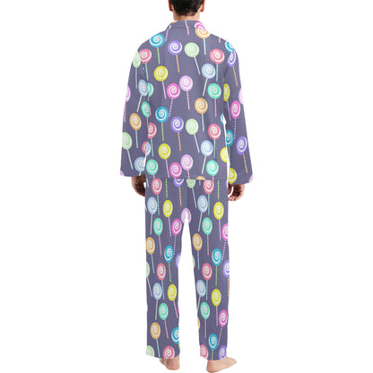 Lollipop Pattern Print Design LL03 Men's Long Sleeve Pajama Set