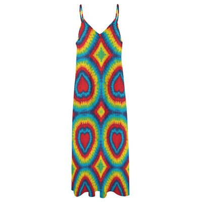 Tie Dye Heart shape Long Maxi Dress