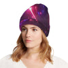 Celestial Purple Blue Neon Speed Light Unisex Beanie