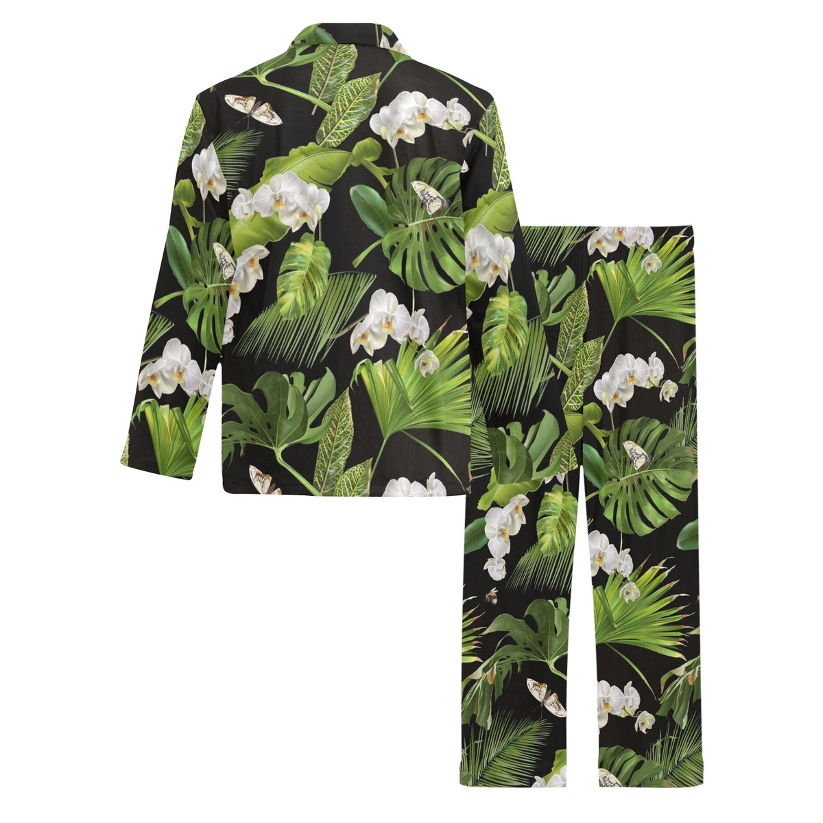 Tropical Flower Pattern Print Design TF026 Men's Long Sleeve Pajama Set