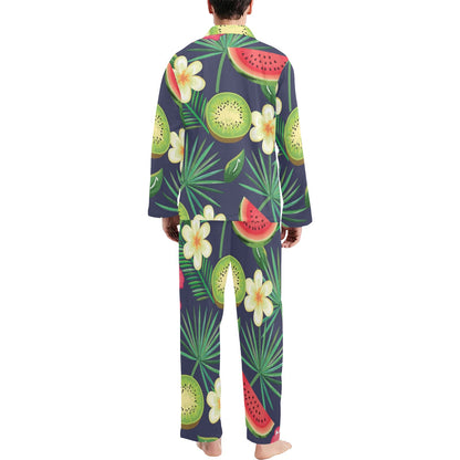 Tropical Fruits Pattern Print Design TF05 Men's Long Sleeve Pajama Set