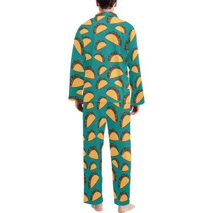 Taco Pattern Print Design TC07 Men's Long Sleeve Pajama Set