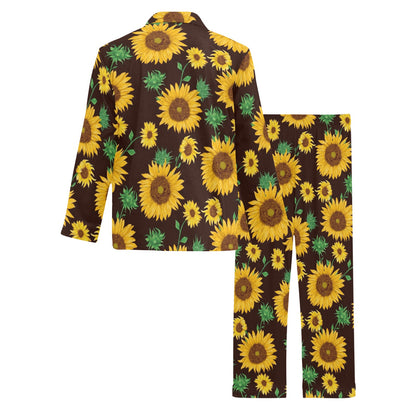 Sunflower Pattern Print Design SF01 Men's Long Sleeve Pajama Set